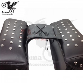 big size rivet tassels leather retro scooter black cafe motocross tool luggage motorbike saddlebag universal motorcycle side bag