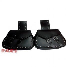 1 pair black PU Leather part scooter tool bags motorbike luggage moto saddlebag for Harley Davidson rivet motorcycle Saddle Bags