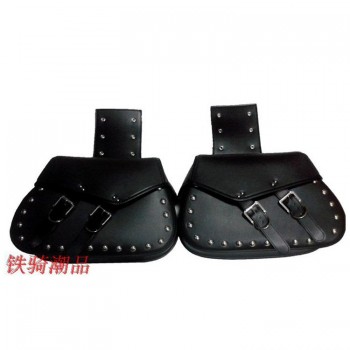 1 pair black PU Leather part scooter tool bags motorbike luggage moto saddlebag for Harley Davidson rivet motorcycle Saddle Bags