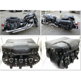 Black Rivet Side Bag Saddle Bags For Motorcycle Street Bike Dual Sport Bike Chopper Custom Cruisers Motorcycle Bike ATV