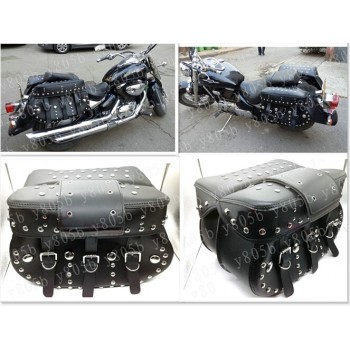 Black Rivet Side Bag Saddle Bags For Motorcycle Street Bike Dual Sport Bike Chopper Custom Cruisers Motorcycle Bike ATV