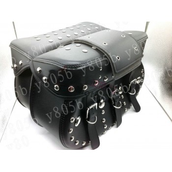 Black Rivet Side Bag Saddle Bags For Motorcycle Street Bike Dual Sport Bike Chopper Custom Cruisers Motorcycle Bike ATV