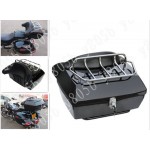 Motorcycle Trunk Tail Box Luggage With Top Rack Backrest For Harley Electra Glides Street Glides Road Glides FLST FLT FLHT