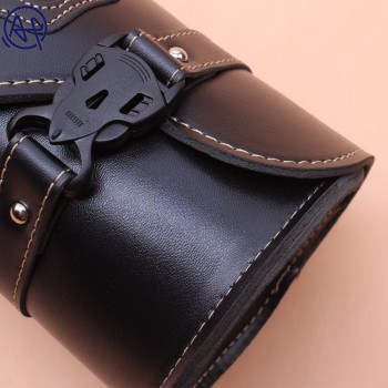 Brand New PU Black Front Fork Skull Logo Tool Bag Luggage Saddle Bag For Harley Chopper Bobber Cruiser Softail Sportster Honda