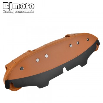 BJMOTO Motorcycle Retro PU Leather Windshield Bag For Harley Electra Street Glide Touring Bike 1996-2013