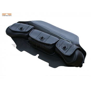 Black 6 Motorcycle Windshield Bag Saddle 3 Pouch Pocket case for Harley Davidson Touring 1996-2013