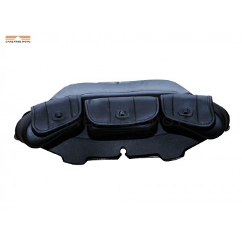 Black 6 Motorcycle Windshield Bag Saddle 3 Pouch Pocket case for Harley Davidson Touring 1996-2013