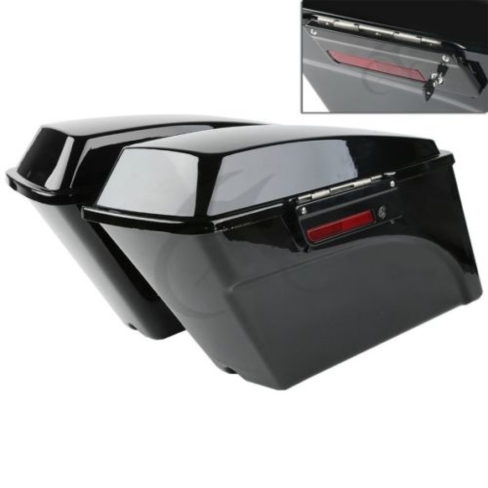 New Vivid Hard Saddle Bags W/ Lid Latch Keys For Harley Softail DYNA Sportster Touring Models 94-13 Road King FLHR Street Glide