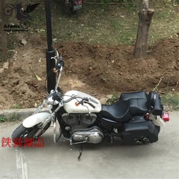 big size leather moto bag with rivet universal for honda suzuki yamaha Harley motorbike luggage bag cruise motorcycle saddle bag