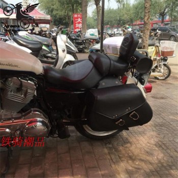 big size leather moto bag with rivet universal for honda suzuki yamaha Harley motorbike luggage bag cruise motorcycle saddle bag