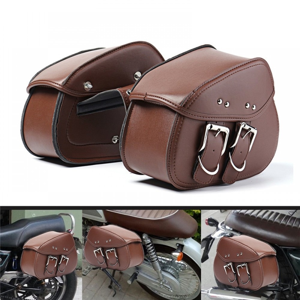 Motorcycle Leather Side Saddle Bags Tool Pouch PU Leather Bag For Davidson