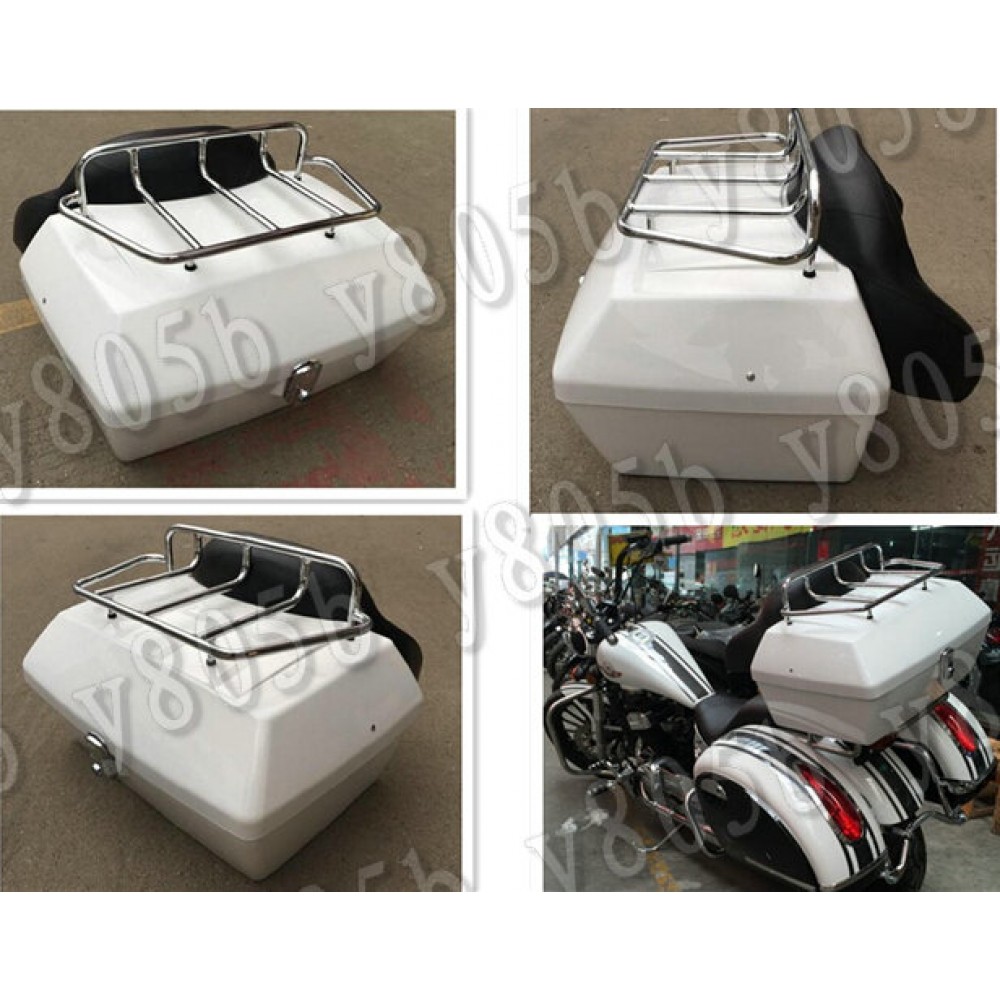 White Tail Box Luggage With Top Rack Backrest For Honda Rebel CMX 250 CA125 250 450 Gold Wing  GL1500 1800 SHADOW ACE VLX DLX
