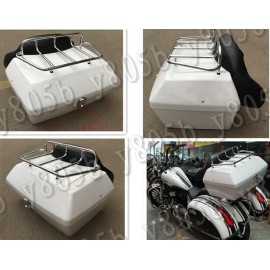 White Tail Box Luggage With Top Rack Backrest For Honda Rebel CMX 250 CA125 250 450 Gold Wing  GL1500 1800 SHADOW ACE VLX DLX