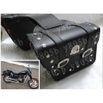 Black PU Leather Side Bag Saddle Bags For Honda Yamaha Suzuki Kawasaki Harley Bobber Custom Chopper Cruisers Street Bike