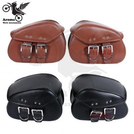 1 pair PU Leather motorbike side bags luggage motorcycle saddle bags cruise for honda suzuki yamaha Harley Davidson moto bag
