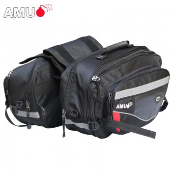BRAND AMU Motorcycle Saddle Bags Motobiker Rear Edging bag Motocross Helmet Bag Knight Rain Tail Luggage Oxford Bags