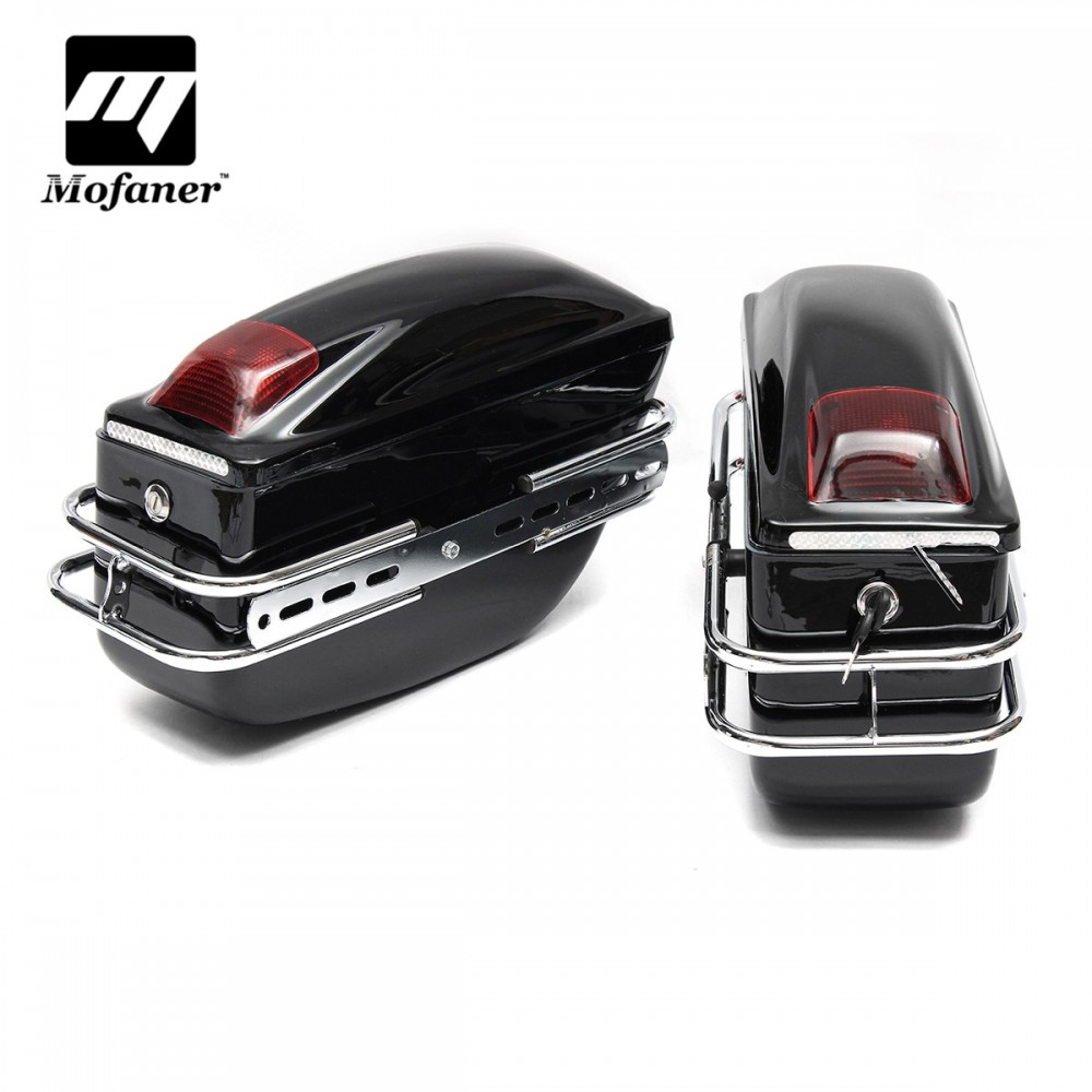 Mofaner 1 Pair Waterpooof Motorcycle Saddle Bags Retro Large Capacity Motorbike Rear Bags for Harley-Davidson For Honda Cafe