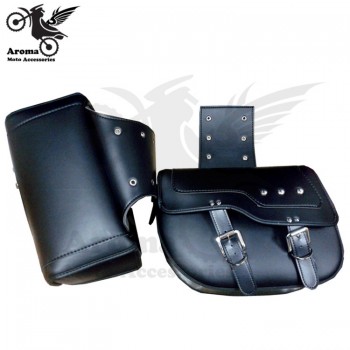 top quality rivet leather scooter saddlebag motorbike side bags moto saddle bag for Harley Davidson XL883/1200 motorcycle bag
