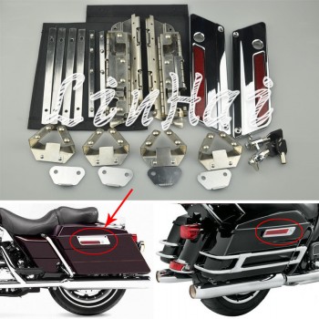 Motorcycle Chrome Saddlebag Lids Hardware locks  Latch Set Cover fits for Harley Touring Models Road King Electra New