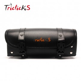 Triclicks Motorcycle Saddlebag Roll Barrel Bag Storage Tool Pouch Handlebar Bags Black Luggage Leather Saddle Bag For Harley New