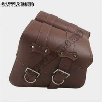 Motorcycle Saddle Bags Side Bag Brown Motor Chopper Bike Tool Bag for Sportster XL883 XL1200 Motorcycle PU Leather Bags