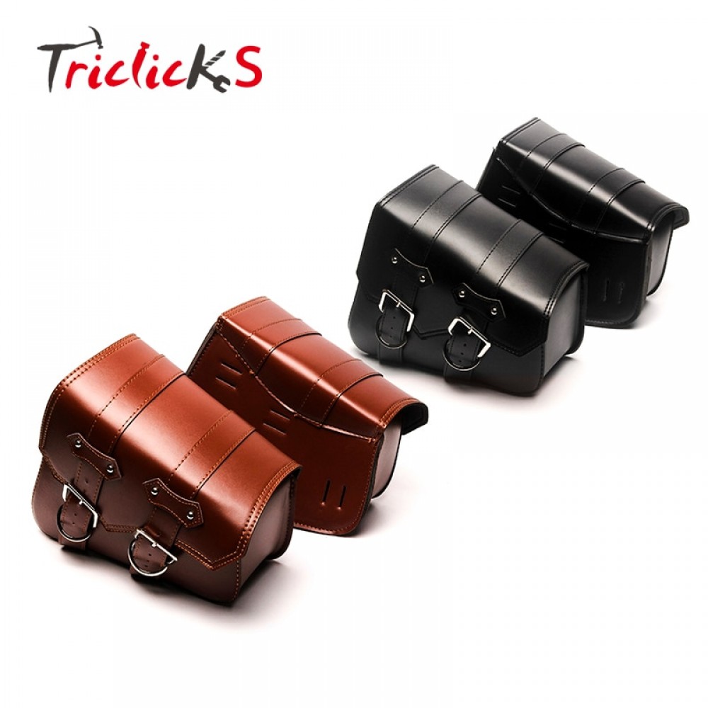 Triclicks PU Leather Saddlebag Motorcycle Saddle Bags Lamp;R Side Storage Motorbike Side Tool Bag For Harley Sportster XL883 XL1200