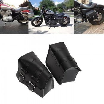 Triclicks PU Leather Saddlebag Motorcycle Saddle Bags Lamp;R Side Storage Motorbike Side Tool Bag For Harley Sportster XL883 XL1200