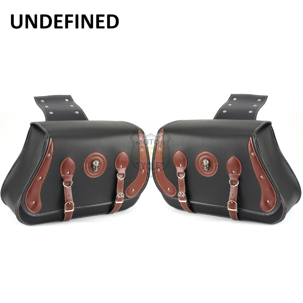 Motorbike Leather Skull Side Saddle Storage Bag Tool Luggage Pannier Universal For Harley Kawasaki Honda Yamaha Suzuki UNDEFINED