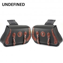 Motorbike Leather Skull Side Saddle Storage Bag Tool Luggage Pannier Universal For Harley Kawasaki Honda Yamaha Suzuki UNDEFINED