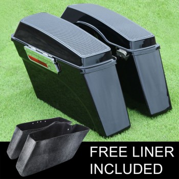 Black 6x9 Speaker Hard Saddlebags+Lid Latch For Harley Road King Road Street Glide 94-13