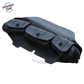 6 Black Windshield/Bag Saddle 3 Pouch Pocket motorcycles Bag case for Harley Davidson Touring 1996-2013 free shipping