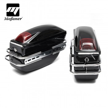 Mofaner 1 Pair Waterpooof Motorcycle Saddle Bags Retro Large Capacity Motorbike Rear Bags for Harley-Davidson For Honda Cafe