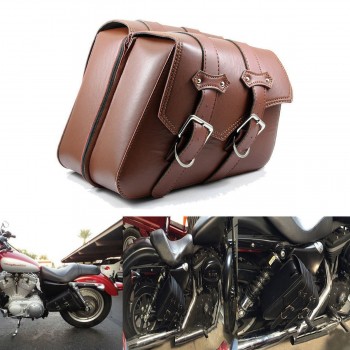 Black Brown Motor PU Leather Side Bag Saddle Bags for  XL883 XL1200XL883 XL1200 Universal Sportster Chopper Bike