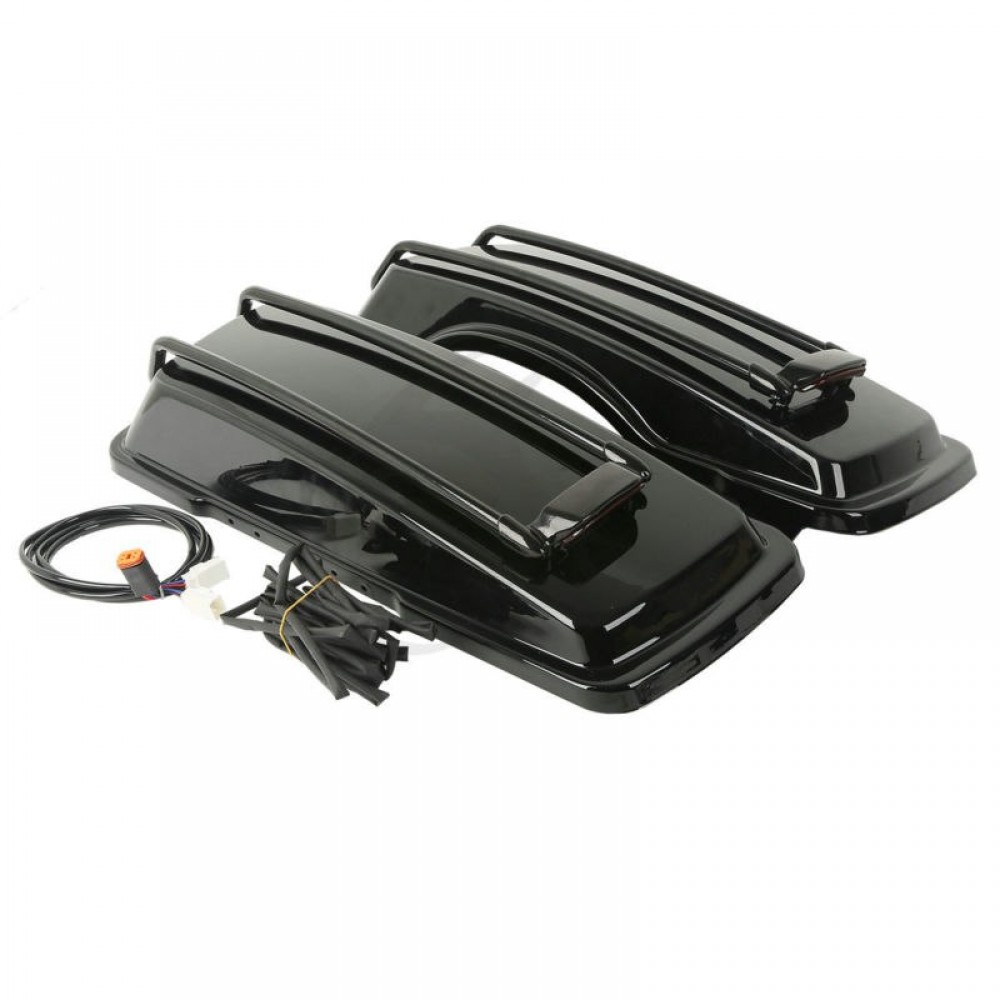 SaddleBag Lids W/ Lighted Top Rail For Harley Touring ultra street electra glide 94-13