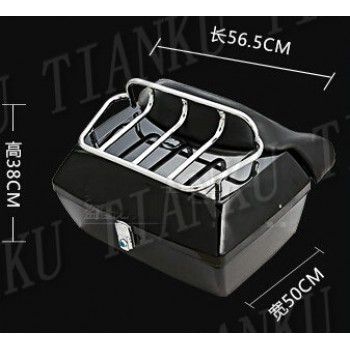 Matte black Trunk Tail Box Luggage With Top Rack Backrest For Harley Davidson Sportster XL883 1200 48 Dyna Wide Glide Softail