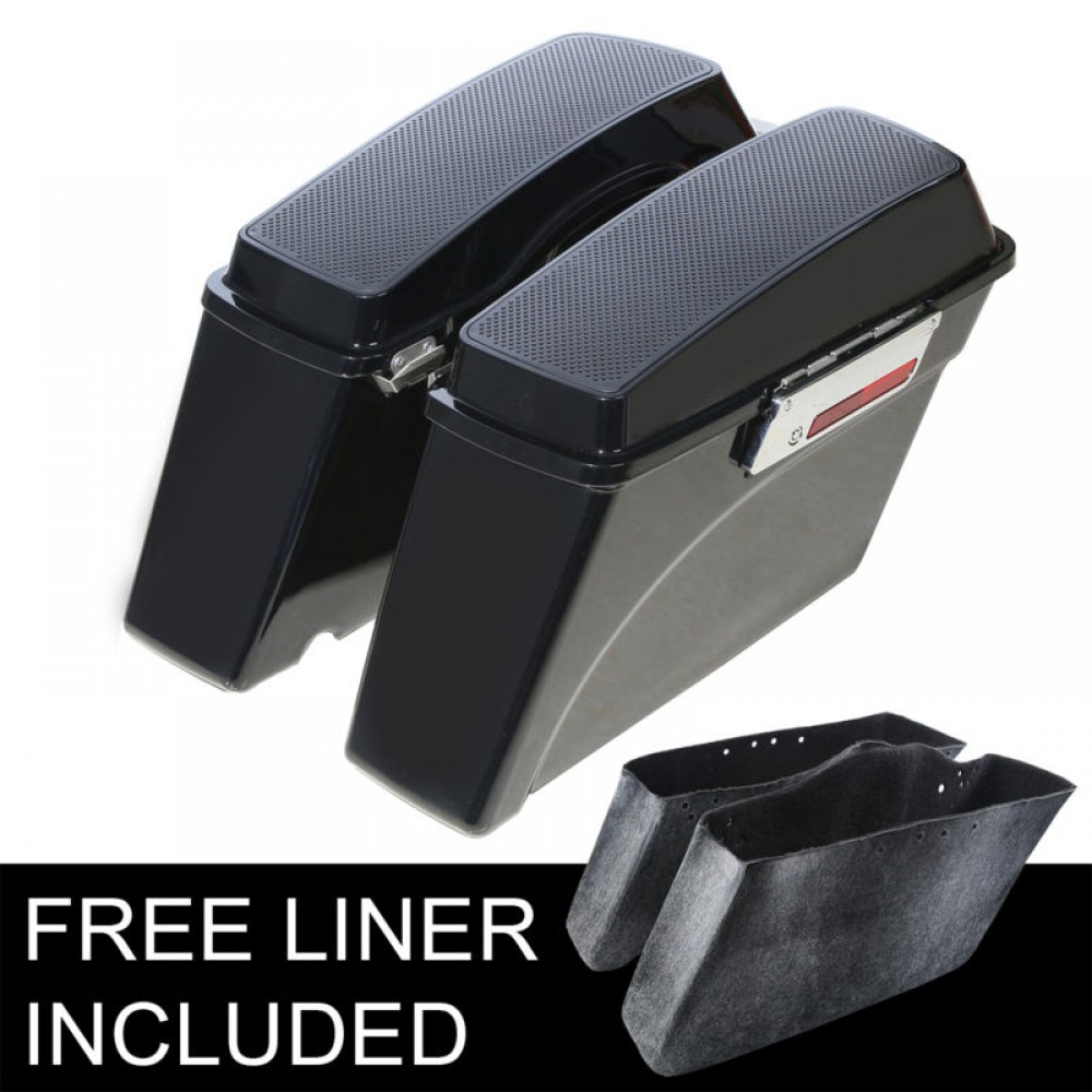 ABS 6x9 Speaker Hard Saddlebags+Lid Latch For Harley Road King Road Street Glide 94-13