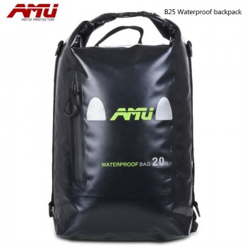 Authentic AMU motorcycle waterproof backpack riding off-road with a package