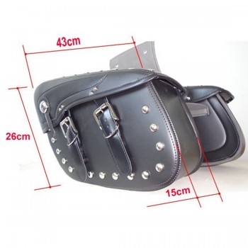 Dongzhen Motorcycle PU Leather Side Bag Saddle Bags Side box motorcycle Cruiser Storage Tool Pouches for Halley skin saddlebag