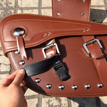 Dongzhen Motorcycle PU Leather Side Bag Saddle Bags Side box motorcycle Cruiser Storage Tool Pouches for Halley skin saddlebag