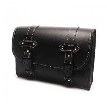 Triclicks Black Motorcycle Saddle Bags PU Leather Motorbike Side Tool Pouch Tail Bag Luggage Bag Universal Saddlebag For Harley