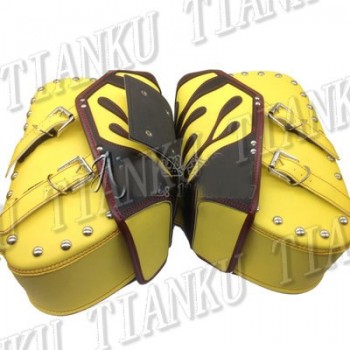 New Motorcycle Flame Side Bag Saddle Bags For Yamaha VStar 400 650 1100 1300 Virago Xv 250 535 750 1100 Road Star Custom Chopper