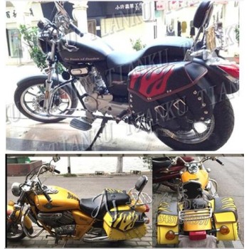 New Motorcycle Flame Side Bag Saddle Bags For Yamaha VStar 400 650 1100 1300 Virago Xv 250 535 750 1100 Road Star Custom Chopper