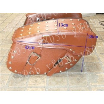 Brown PU Leather Rivet Side Bag Saddle Bags For  Harley Davidson Sportster XL883 1200 Dyna Wide Glide Bobber Road Kings Electra