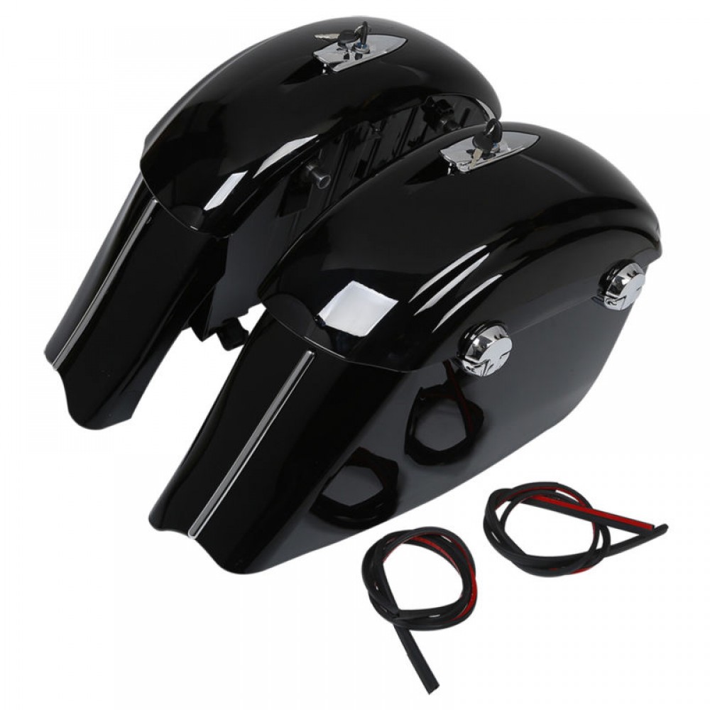 Motorcycle Gloss Black Saddlebag W/ Electronic Latch Assembly For Indian Roadmaster Springfield Chieftain 14-18 2015 2016 2017
