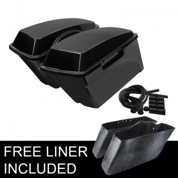 ABS Vivid Black Painted Motorbike Hard Saddle bags Saddlebags For Harley HD Road King Glide Softail Sportster DYNA FL XL 94-13