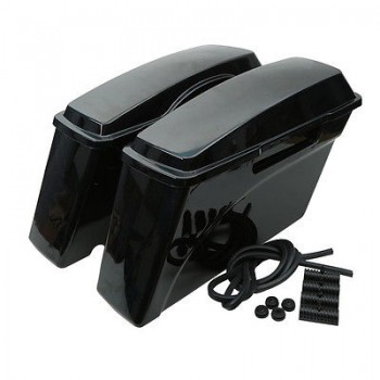 ABS Vivid Black Painted Motorbike Hard Saddle bags Saddlebags For Harley HD Road King Glide Softail Sportster DYNA FL XL 94-13