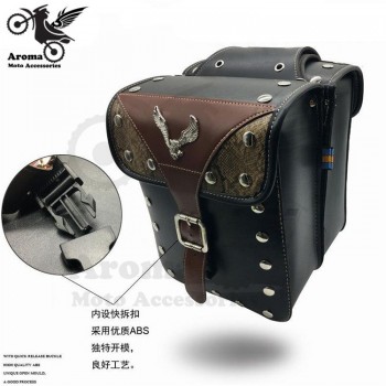 retro black brown cafe eagle leather motorbike tool pouch leather tail moto bags for harley prince cruise motorcycle saddlebag