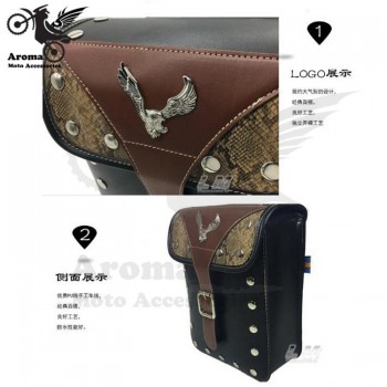 retro black brown cafe eagle leather motorbike tool pouch leather tail moto bags for harley prince cruise motorcycle saddlebag