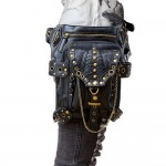 Motorcycle Bag Black Pu Leather Leg Bag Motorcycle Riding Multi-function leg bag motorcycle Travel Outdoor Pockets