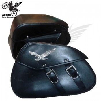 top quality eagle Badge Emblem PU leather cruise scooter tool bags motorbike saddlebag motorcycle luggage bags moto saddle bag